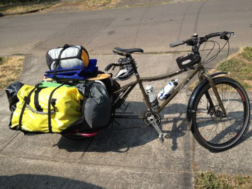 Big Dummy cargo bike, loaded up for camping.