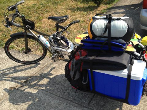 Big Dummy cargo bike, loaded up for camping.